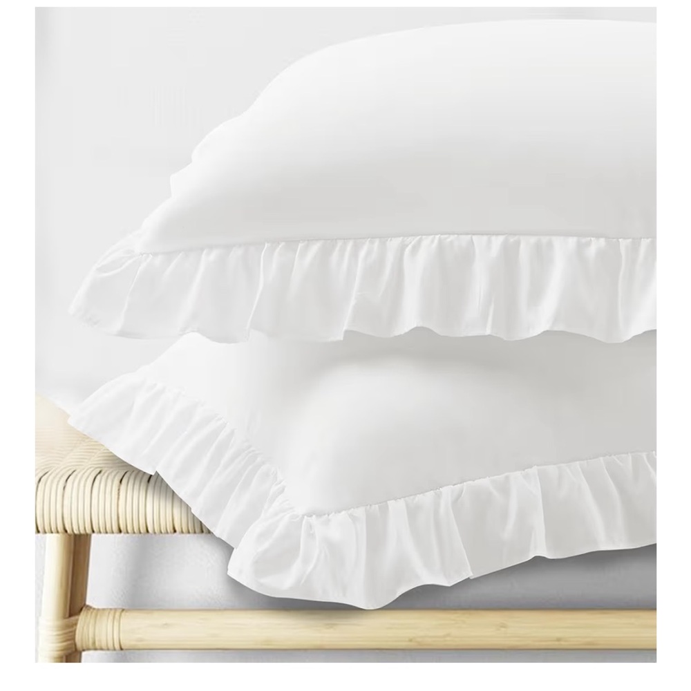 Elegant White Ruffled Pillowcase Set